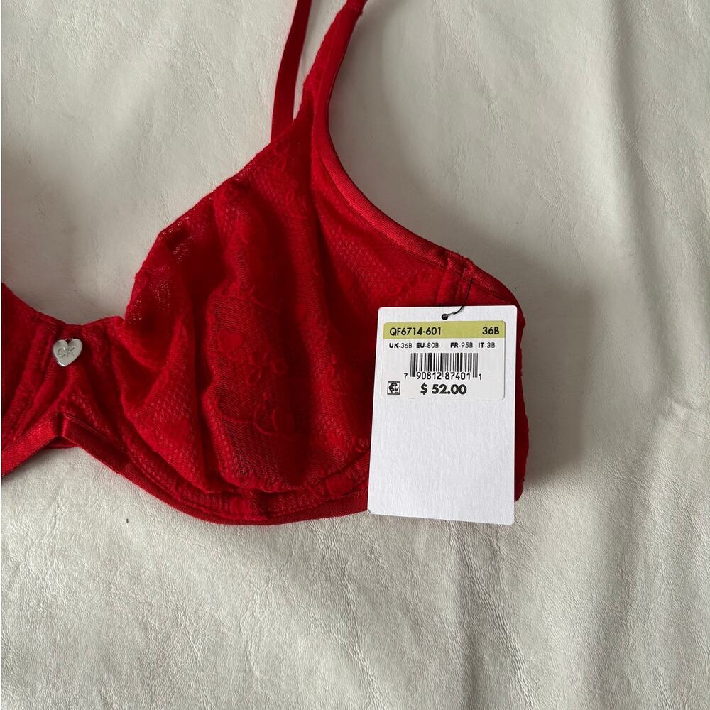 Calvin Klein Underwear I Heart You Balconette Bra in Red Size 36B - Picture 7 of 7